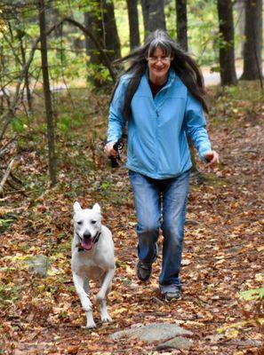 Walker Jean F. out for a hike.