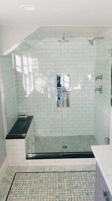 Shower door with lots of angles