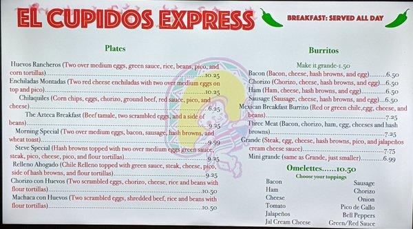 Breakfast Menu September 2022