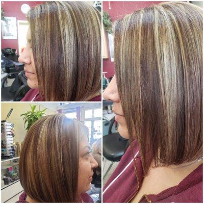 Correction color. Color y hight  lights... Corte de cabello  Bob....