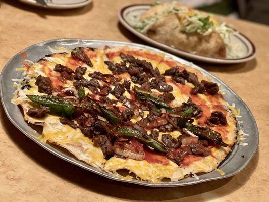 Cheese Crisps with Carne Asada