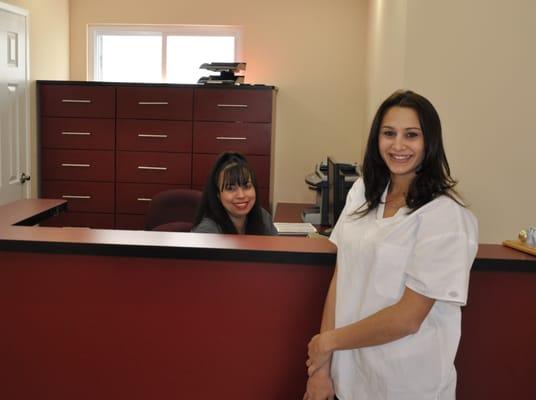 Our brand new reception area with Lindsay and Alisa