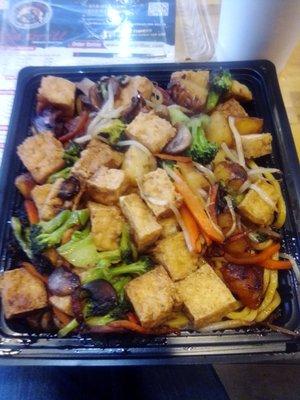 Mongolian grill (lo mein, fried tofu and assorted veggies) $10.98