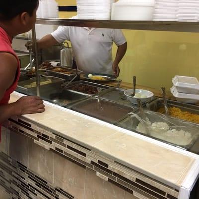 Food on the hot steam table