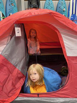 Kids found the tent area