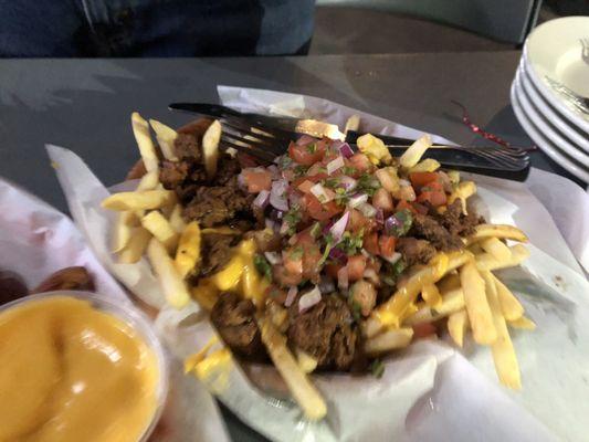 Carne Asada Fried w/Bach cheese & Pico De Gallo