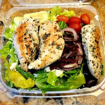 Greek chicken and greek salad