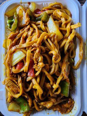 Spicy curry chicken stir fried noodles