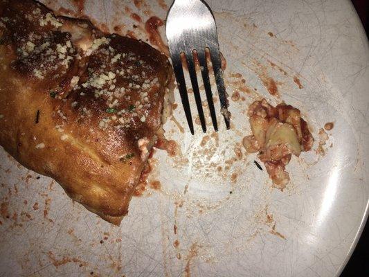 A living worm in my Calzone! Disgusting!!