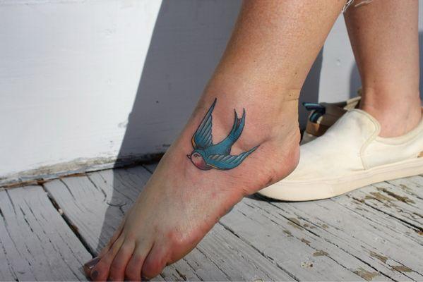 Traditional sparrow tattoo (coverup)