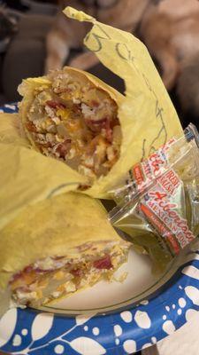 Bacon breakfast burrito