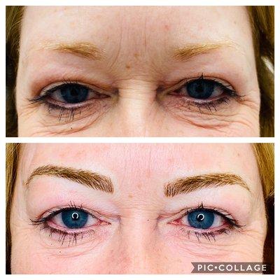 Client didn't have much brows and was tired of filling them in. They turned out perfect for her face !