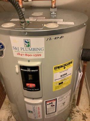 Installation of a Bradford White 40 gallon electric water heater.