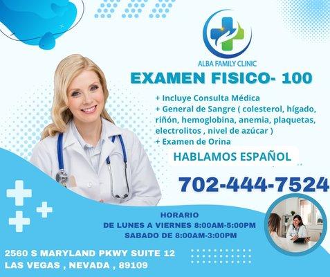 Examen Físico- Especial. Physical Exam - Special Promotion