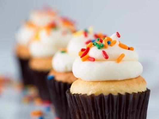 From scratch vanilla cupcakes with vanilla buttercream