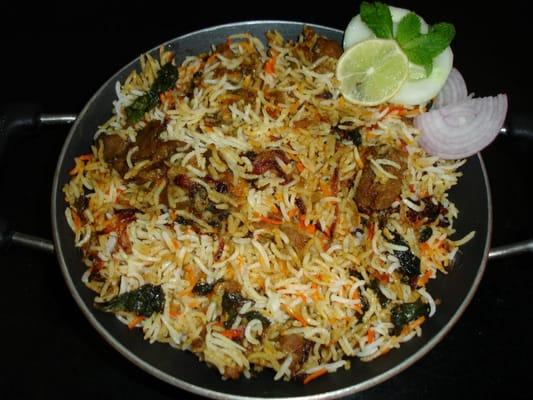 Hyderabad Goat Kacchi Biryani (Boneless) $10.00