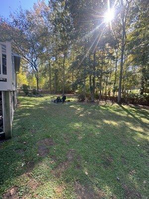 Beautiful backyard, freshly mowed and edged