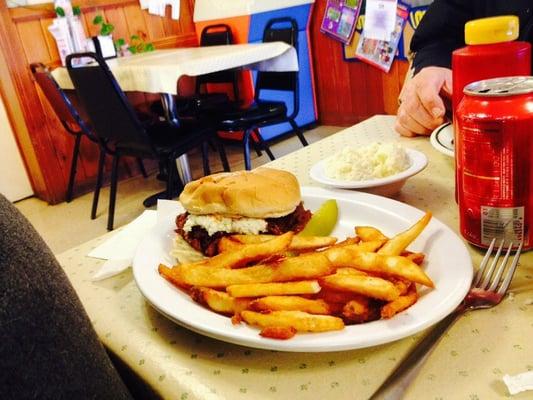 Yummy! St. Louis barbecue sandwich with coleslaw!