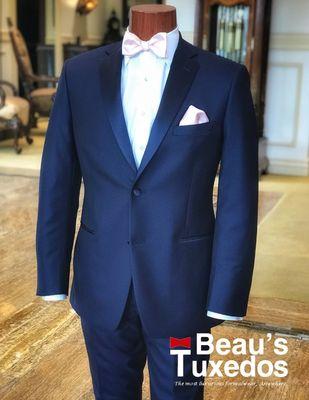 Navy Tuxedo with Blush Bow Tie