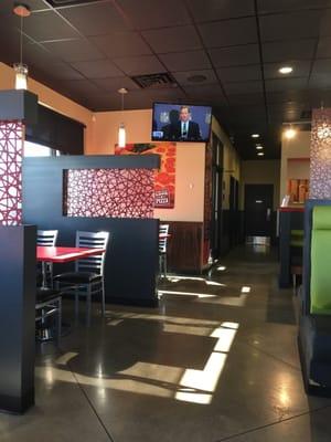 Dining area with tv's.