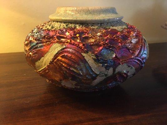 Bruce Odell raku pottery piece I purchased today at the gallery