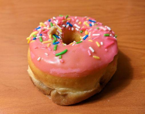 12/27/22 "The Simpson" - Yeast Donut with Pink Frosting and Sprinkles