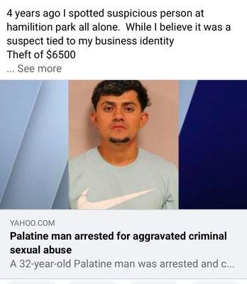 Obstructing justice matters Greg Klebba says it doesn't.  Three years ago Palatine maybe could've gotten a REAL criminal.