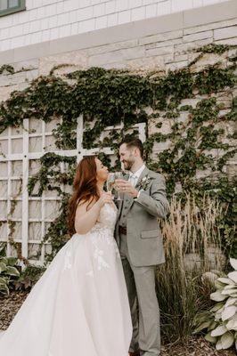 Backdrop is the entrance to Keller, with its impressive, soaring ivy covered stone walls.  Photo by Samantha Burke Photography