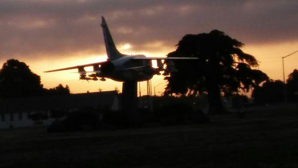 Waking up Alameda. Sunrise at 0700 today near one of the Naval Air Museum entrances