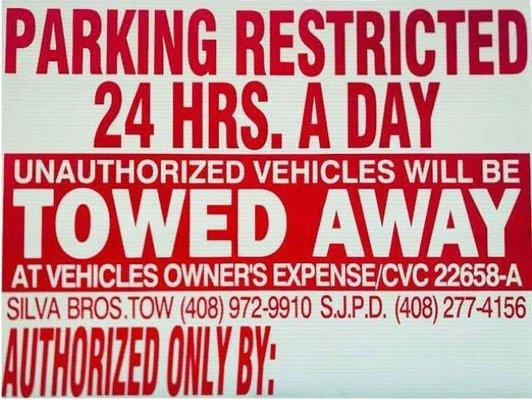 We are  licensed by the city of San Jose to tow from private property.