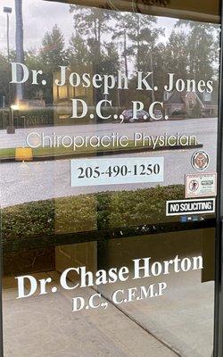 Both Dr. Joseph Jones and Dr. Chase Horton are readily available to take care of your Chiropractic needs.