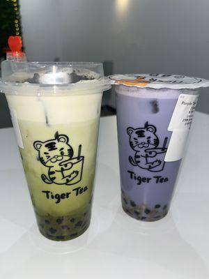 Oreo salted cheese Uji matcha latte, purple taro milk tea