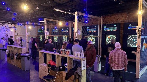 Private axe throwing lanes!