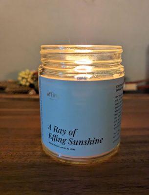 "A Ray of Effing Sunshine" candle, the perfect spring scent!