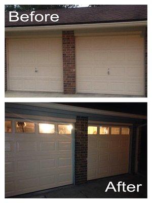 Replace that old garage door with a new door. Add windows to bring light into your garage and a new look from the outside.