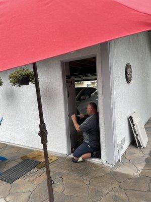 Installation of new door and keyless and key  .