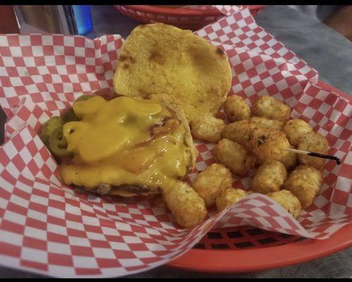 This is the candied bacon jalapeño peanut butter burger. Delish!