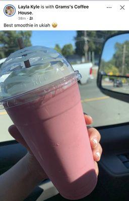 Raspberry nana smoothie with whip cream