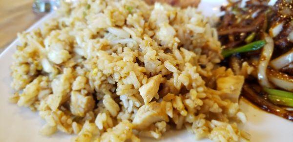 The lunch chicken fried rice is bland