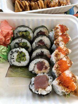 Asparagus Roll, Spicy Tuna Roll & Crunchy Roll