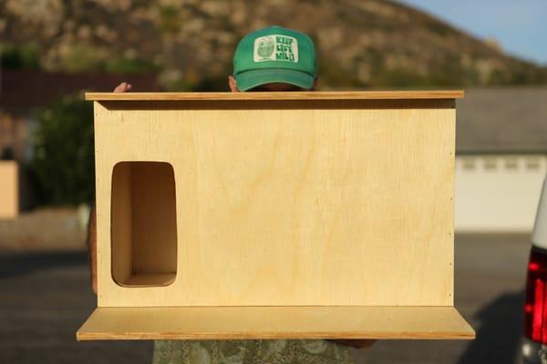 This is our new and improved Basic Barn Owl Box with porch