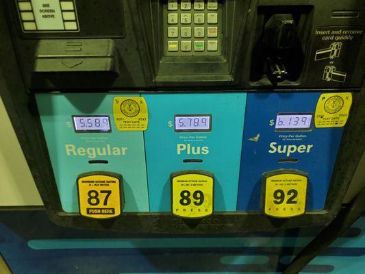 The gas prices with card as of July 11, 2022.