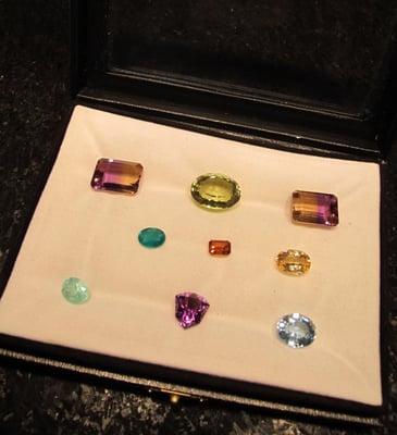 A breathtaking collection of fine gemstones ready to be created into one of a kind, custom jewelry pieces.