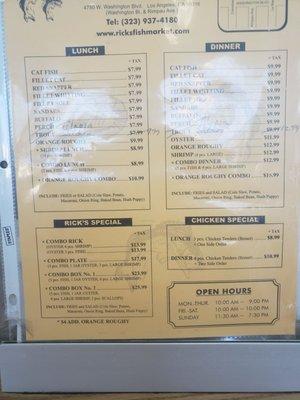 Menus and prices