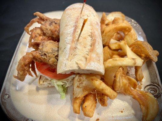 Soft shell blue crab poboy.