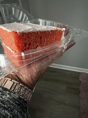 Strawberry flavored cake, fits in the palm of my hand