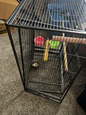 Broken parrot cage