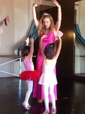 My daughter was early to class so she got some direct instruction from ballet/tap teacher Miss Celadon.