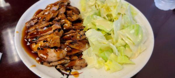 Chicken teriyaki with salad instead of rice