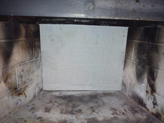 New custom cut rear wall panel replacement for rear wall of prefab fireplace